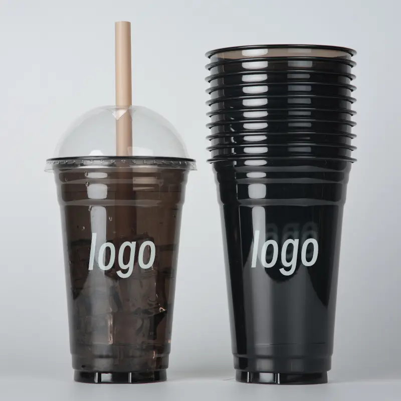 Drinking Cup Custom Logo PET Disposable Coffee Plastic Cups