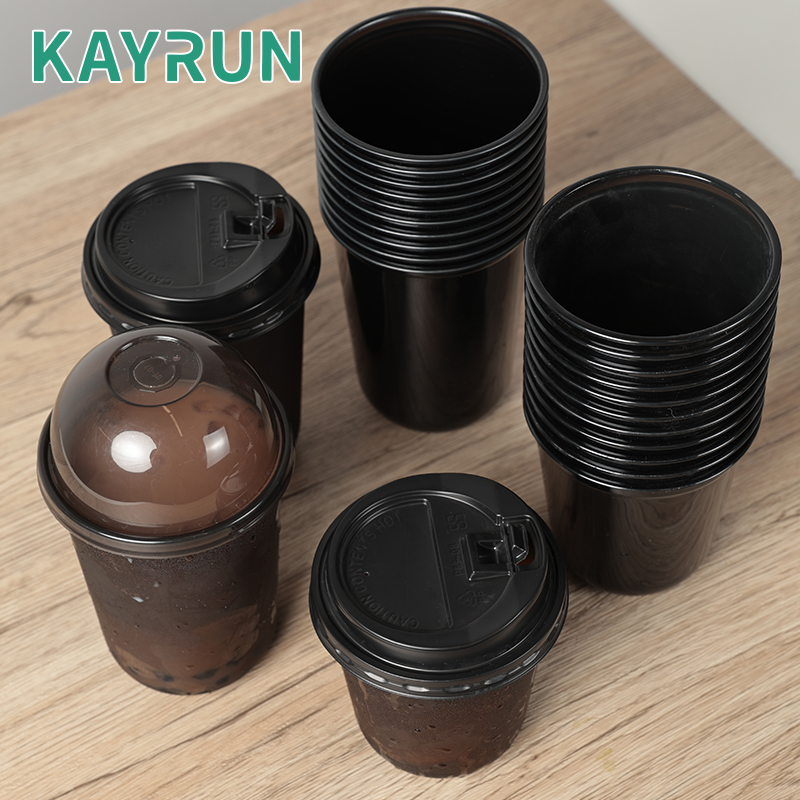 Eco Friendly Transparent Plastic Black U Shape Cup for Drinking