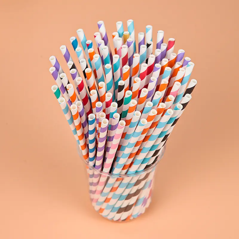 Disposable Colorful Striped Paper Dri...